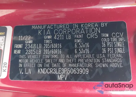 2023 Kia Niro Ex from USA, damaged, VIN KNDCR3LE3P5063909